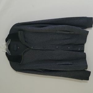 BANANA REPUBLIC SHRPA FZ GRAY ROUND NECK SWEATER FULL ZIP & BUTTON SIDE POCKET M